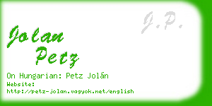 jolan petz business card