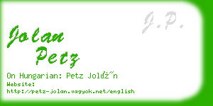 jolan petz business card